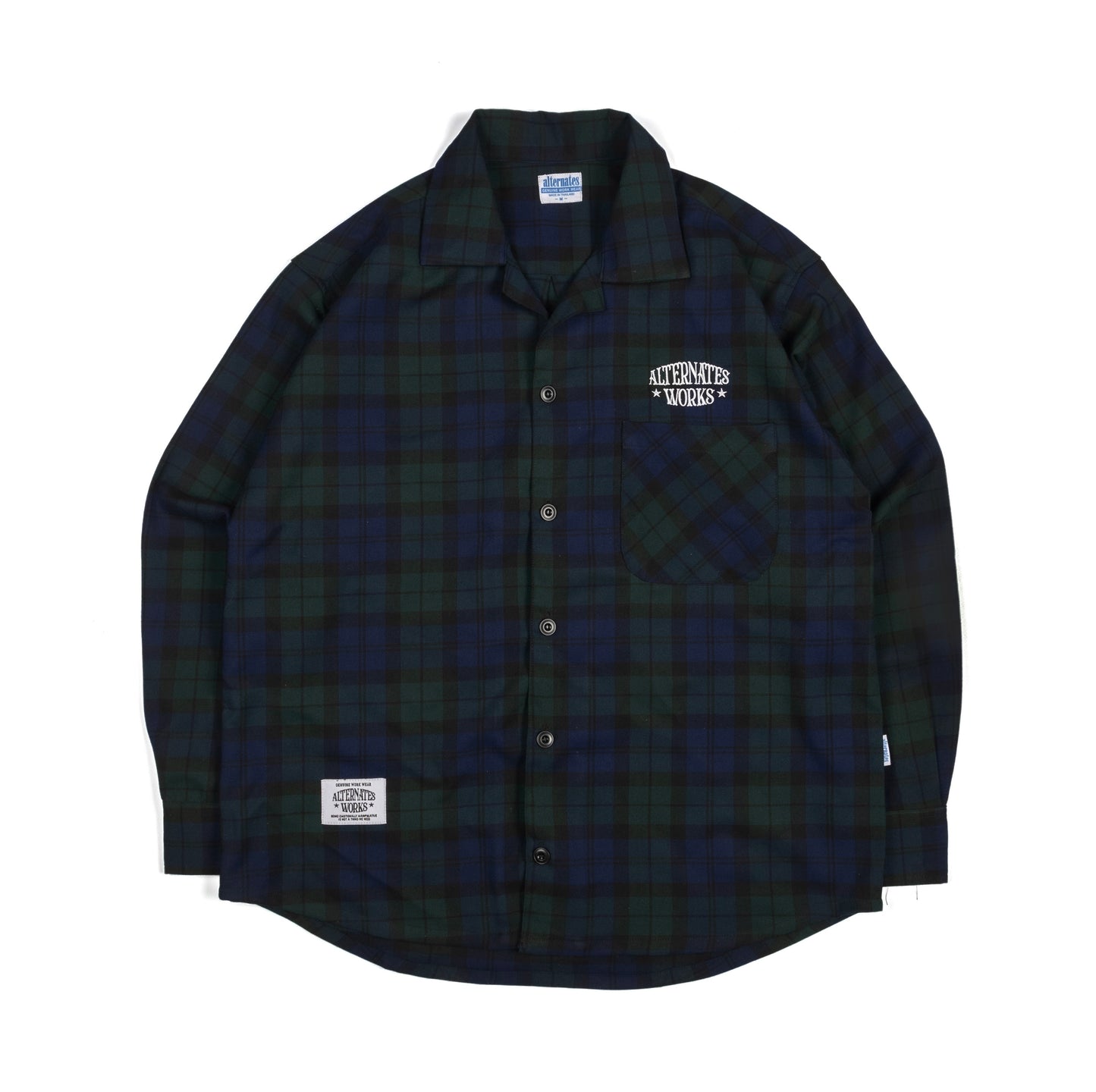 Alternates & Co. Check Open Shirt embroidery logo (Long Sleeve)