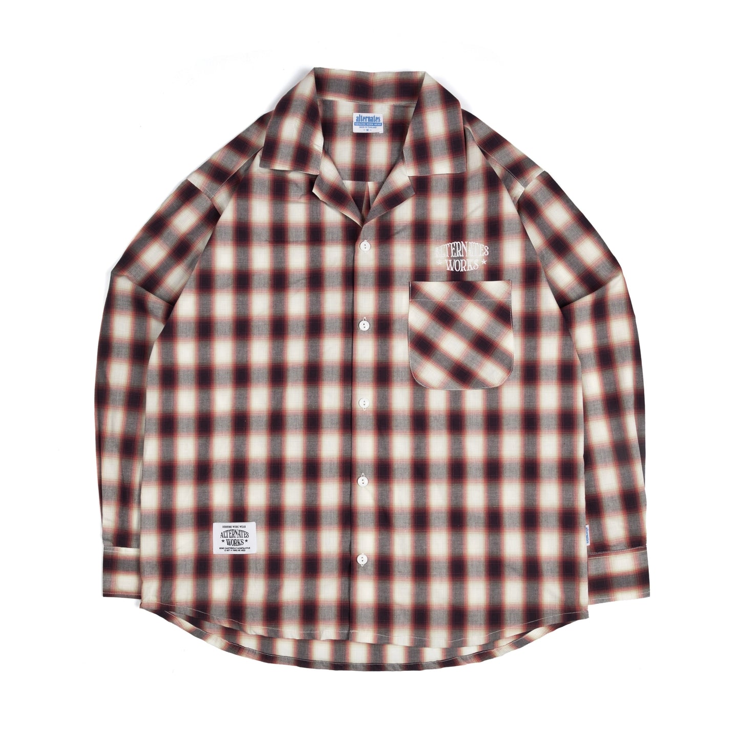 Alternates & Co. Check Open Shirt embroidery logo (Long Sleeve)