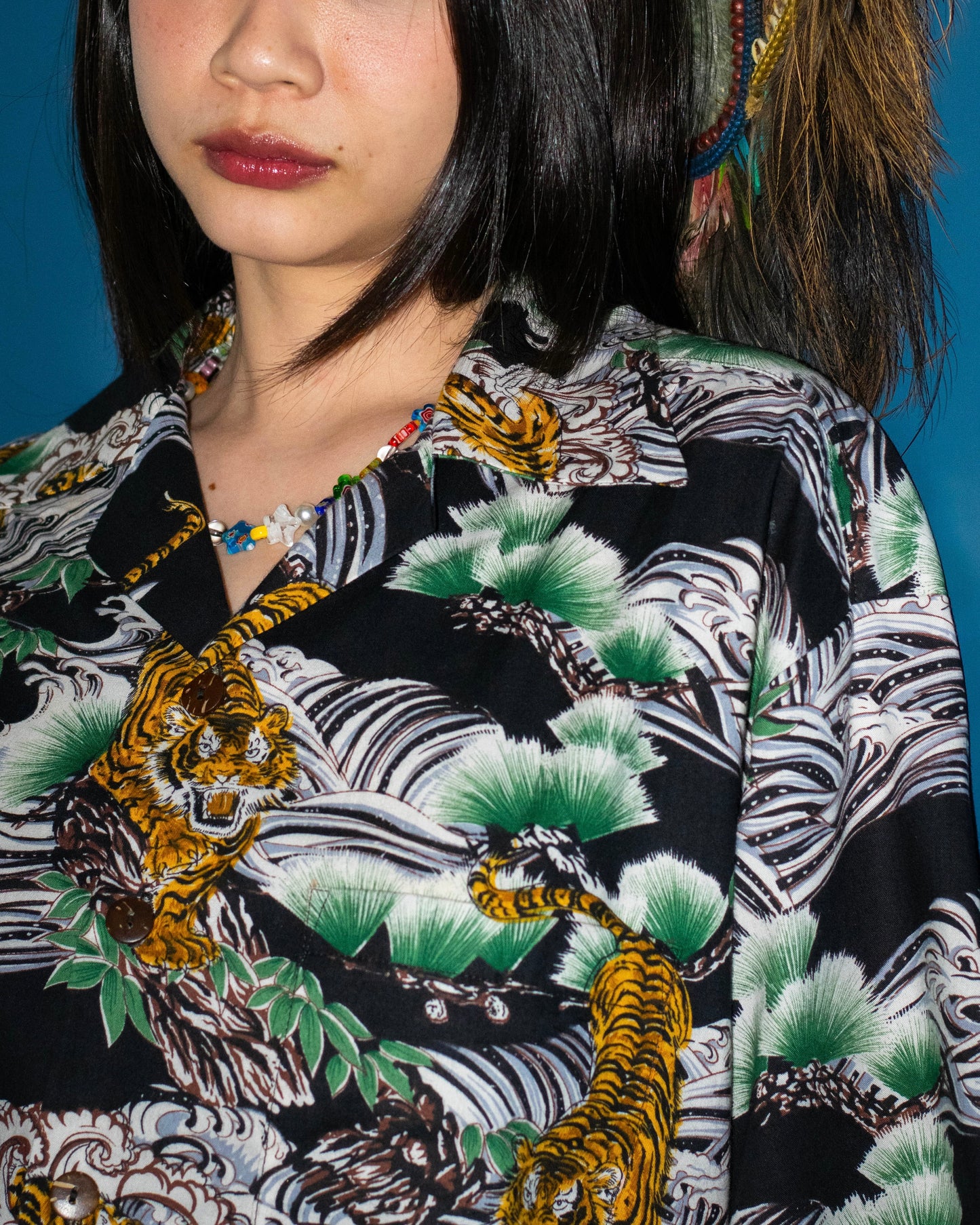 Alternates & Co. Hawaii Tiger Open Shirt (Black)
