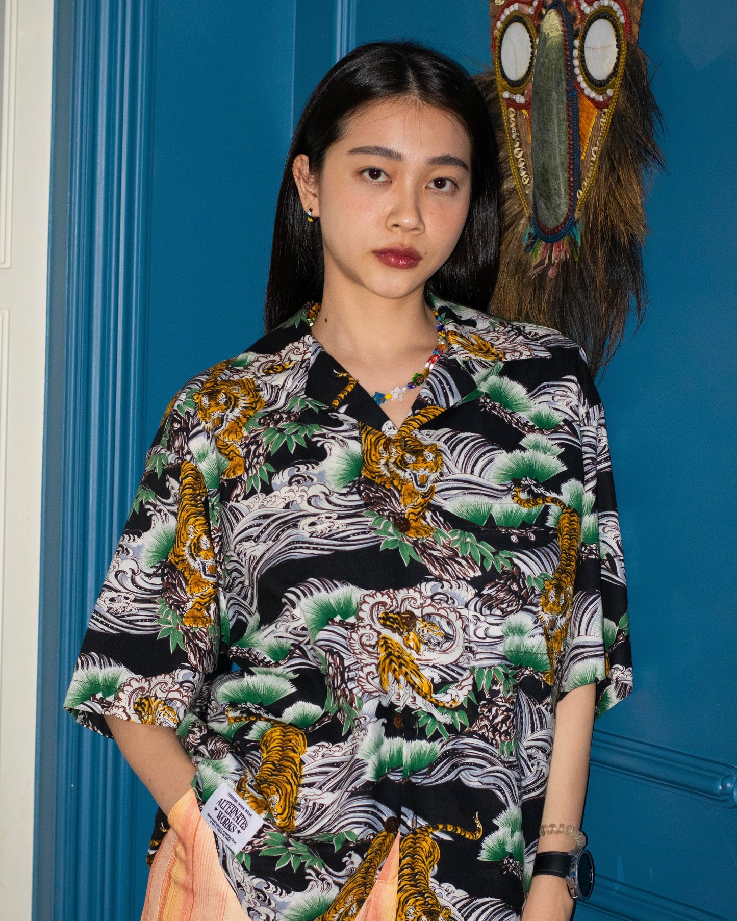 Alternates & Co. Hawaii Tiger Open Shirt (Black)