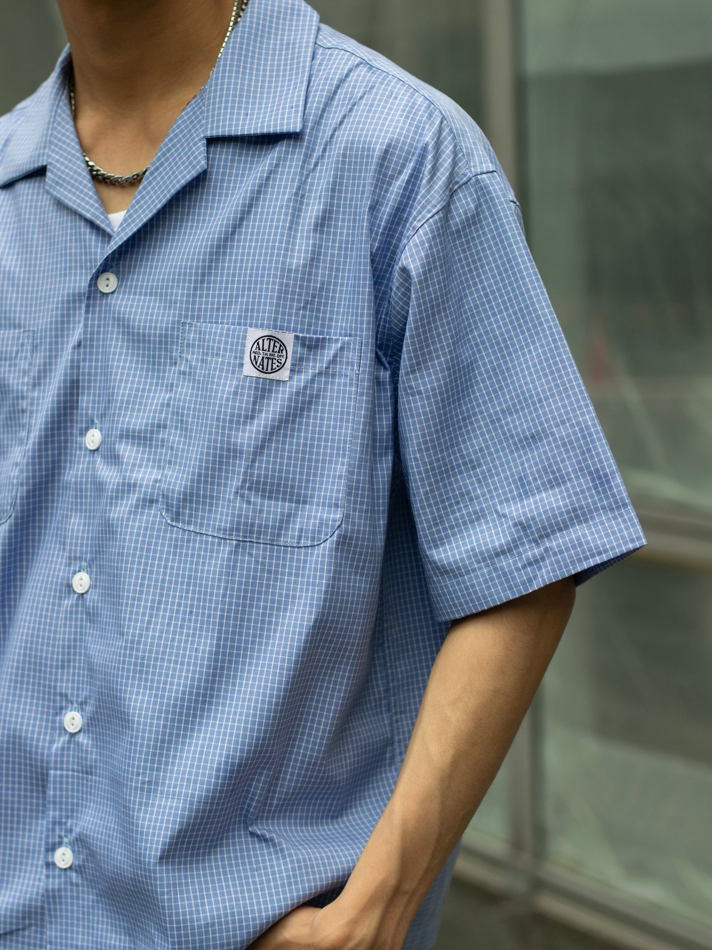 Alternates & Co. Two Pocket Gingham Open Shirt (Boxy Fit)
