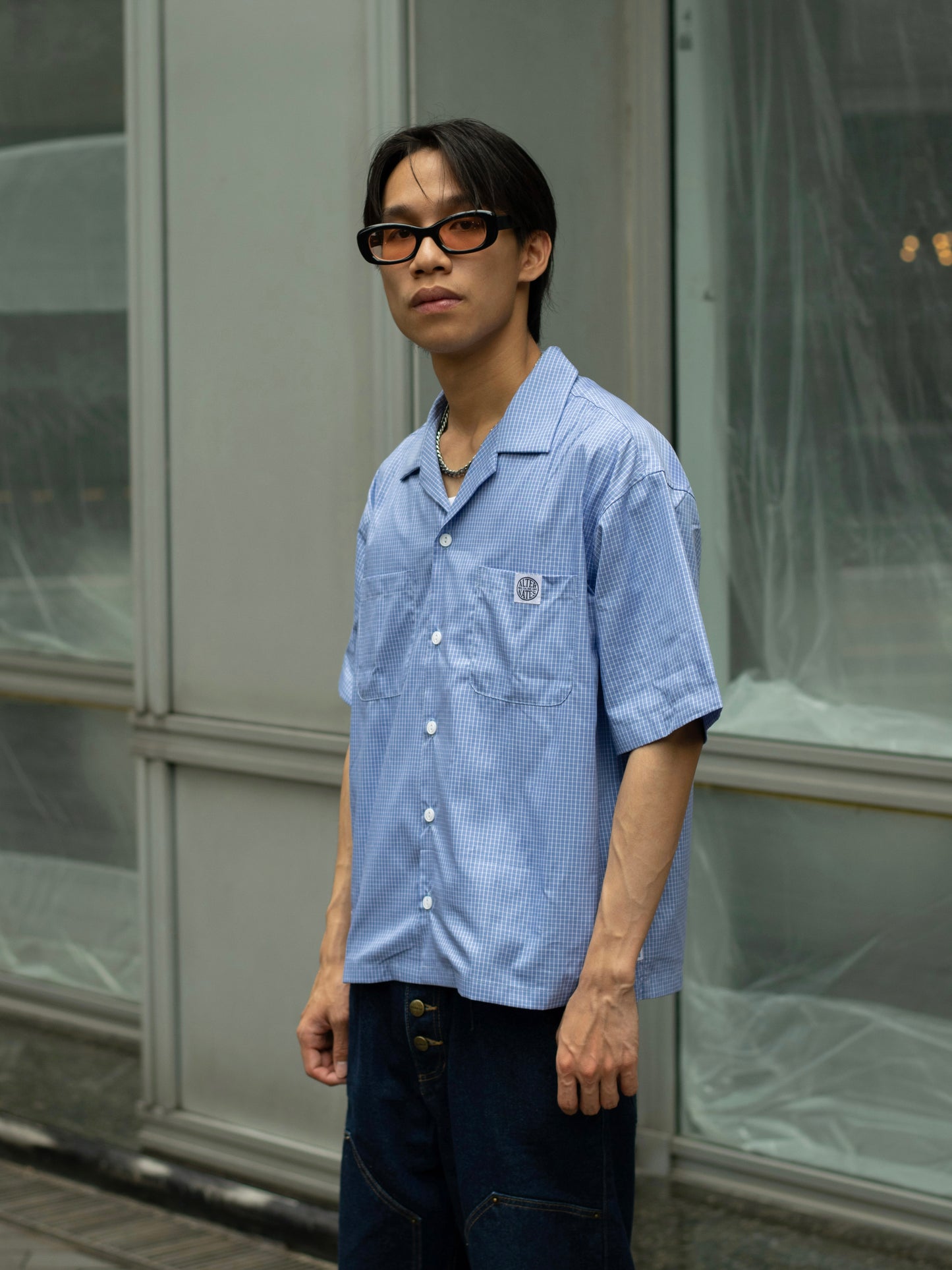 Alternates & Co. Two Pocket Gingham Open Shirt (Boxy Fit)