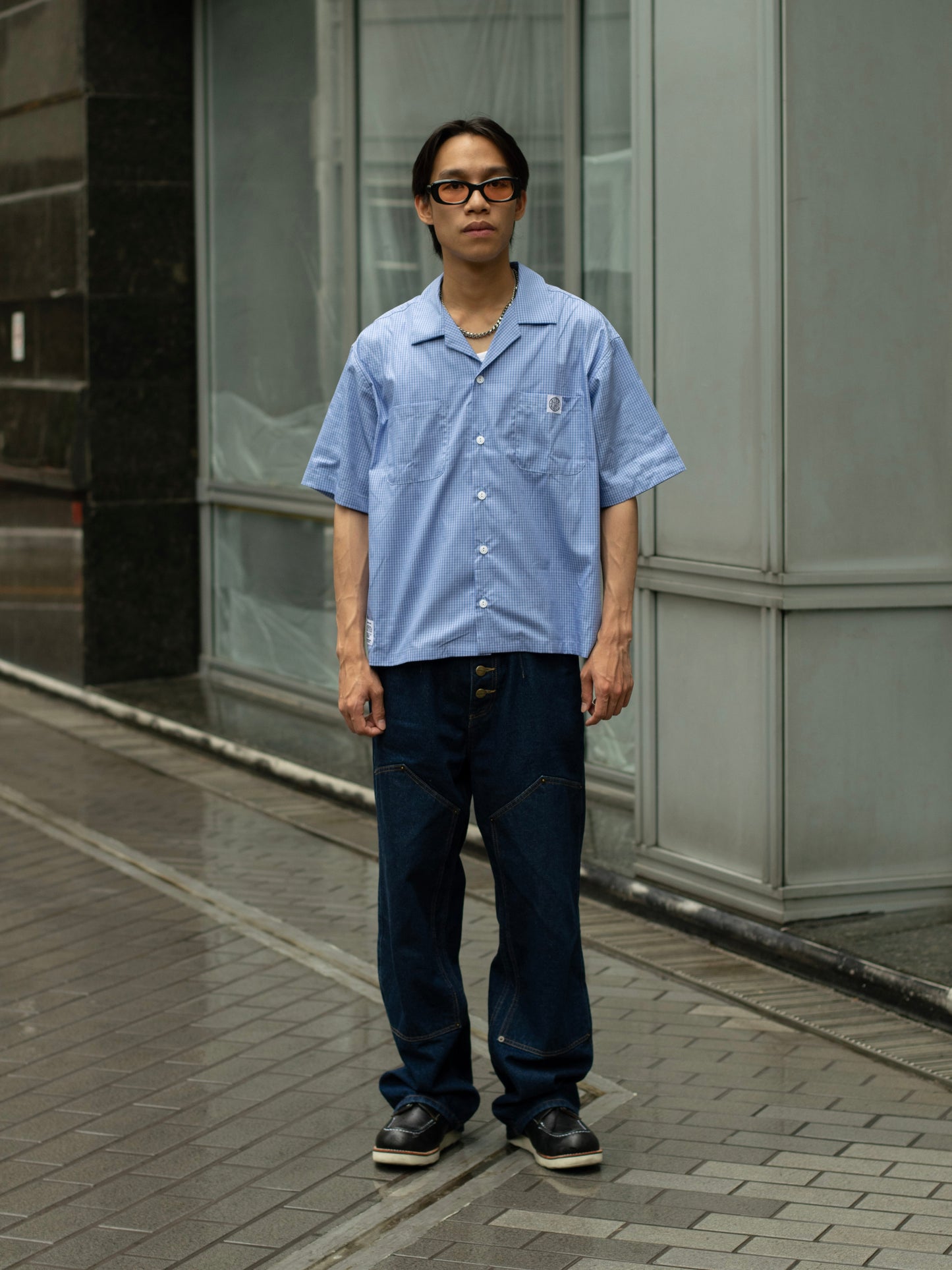 Alternates & Co. Two Pocket Gingham Open Shirt (Boxy Fit)