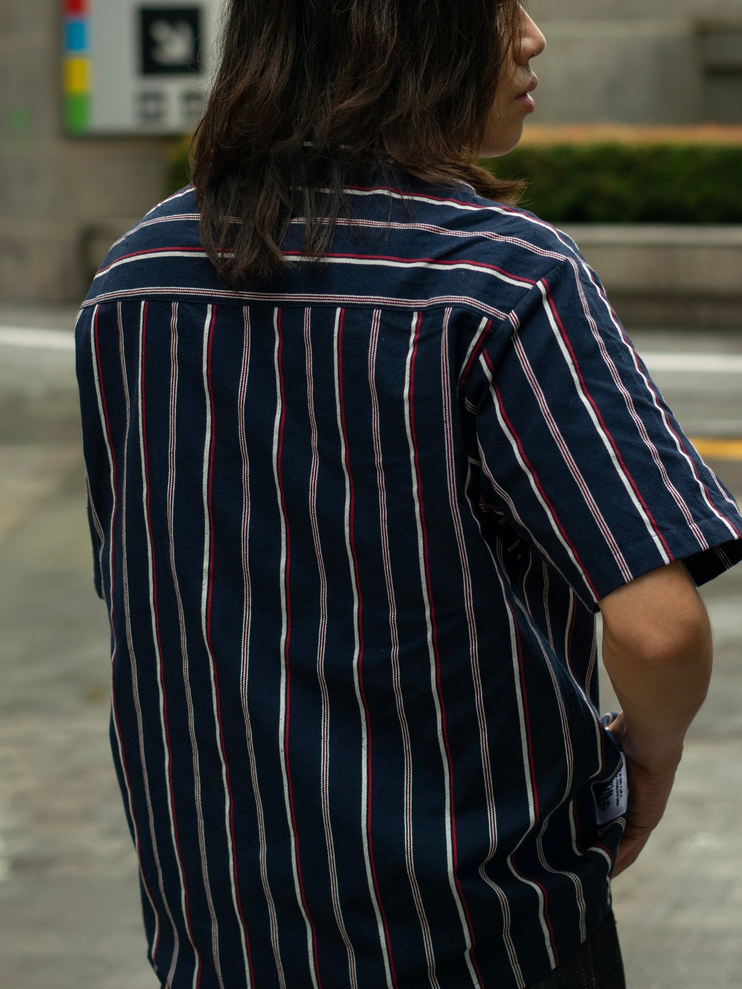Alternates & Co. Navy Stripe Open Shirt (Yarn Dyed)