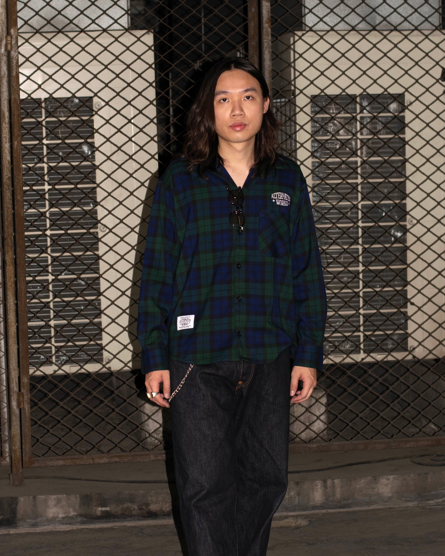 Alternates & Co. Check Open Shirt embroidery logo (Long Sleeve)