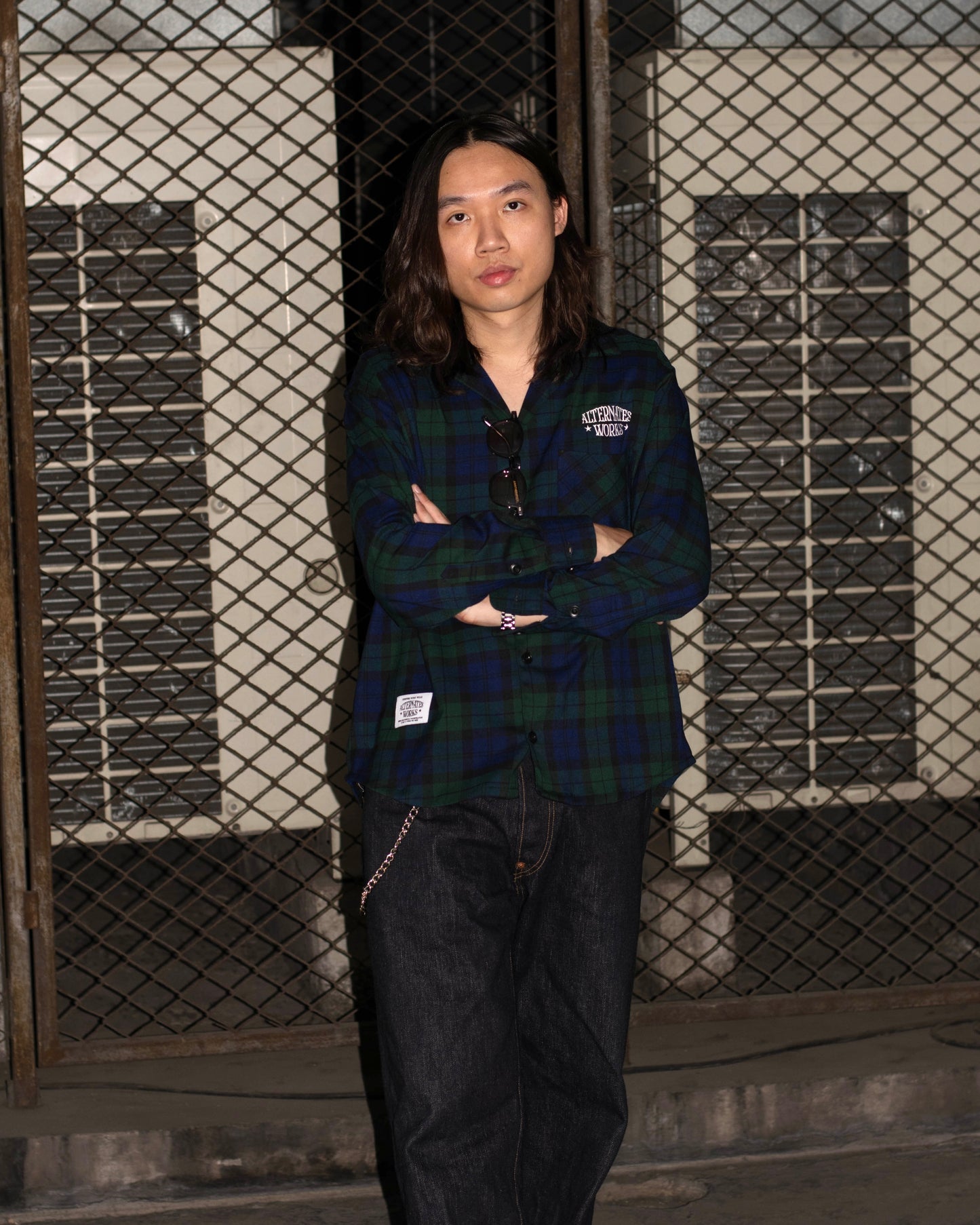 Alternates & Co. Check Open Shirt embroidery logo (Long Sleeve)