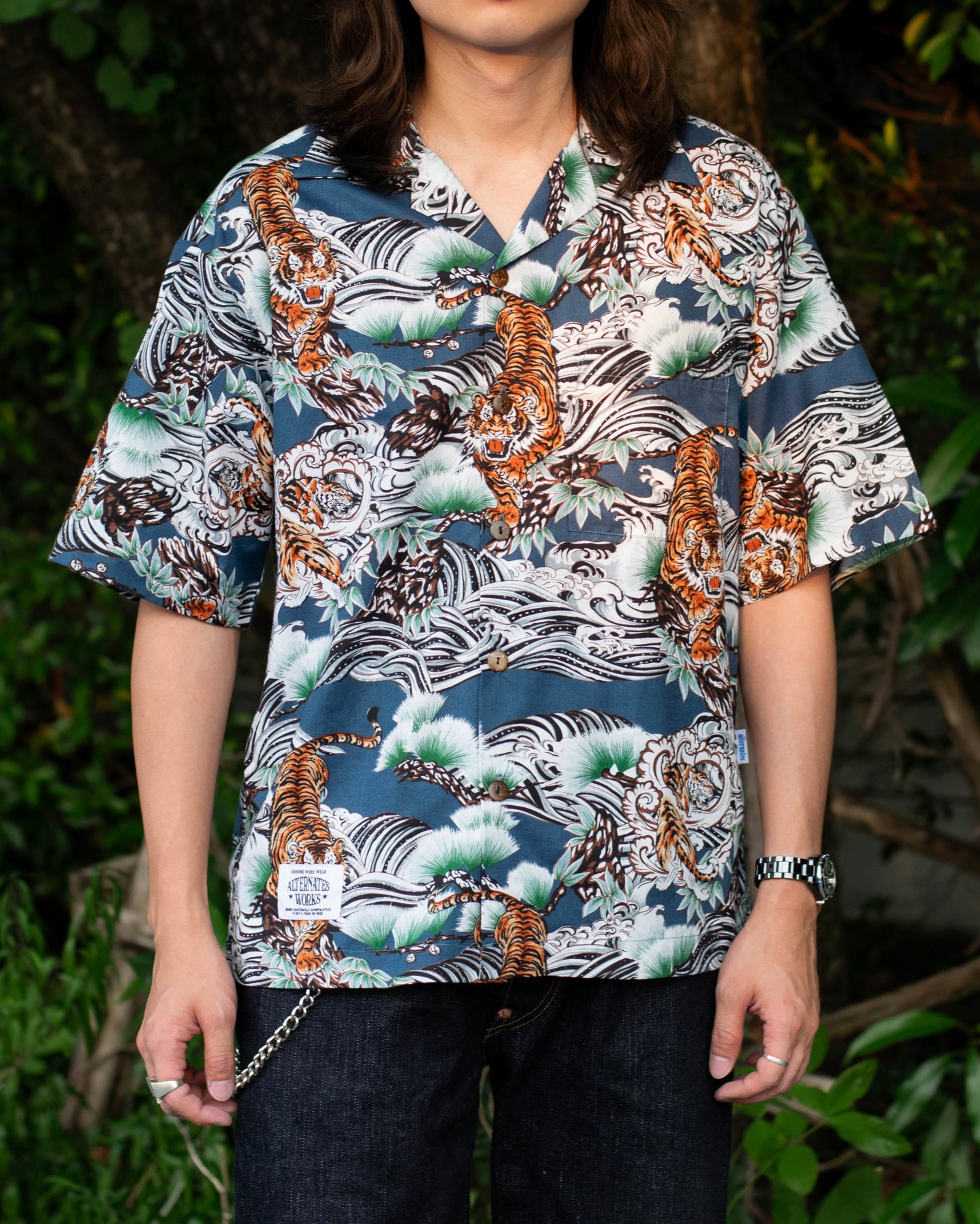 Alternates & Co. Hawaii Tiger Open Shirt (Blue)