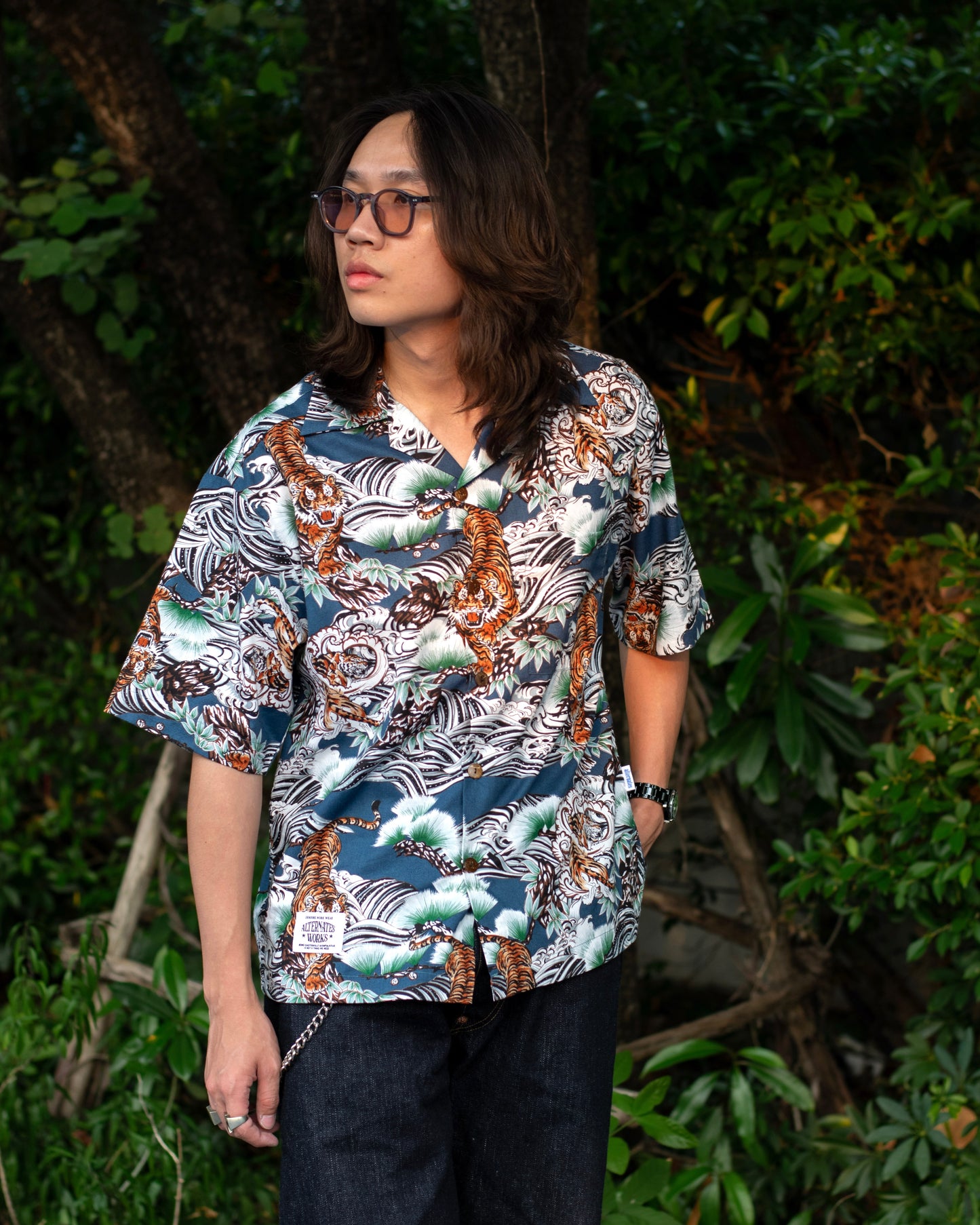 Alternates & Co. Hawaii Tiger Open Shirt (Blue)