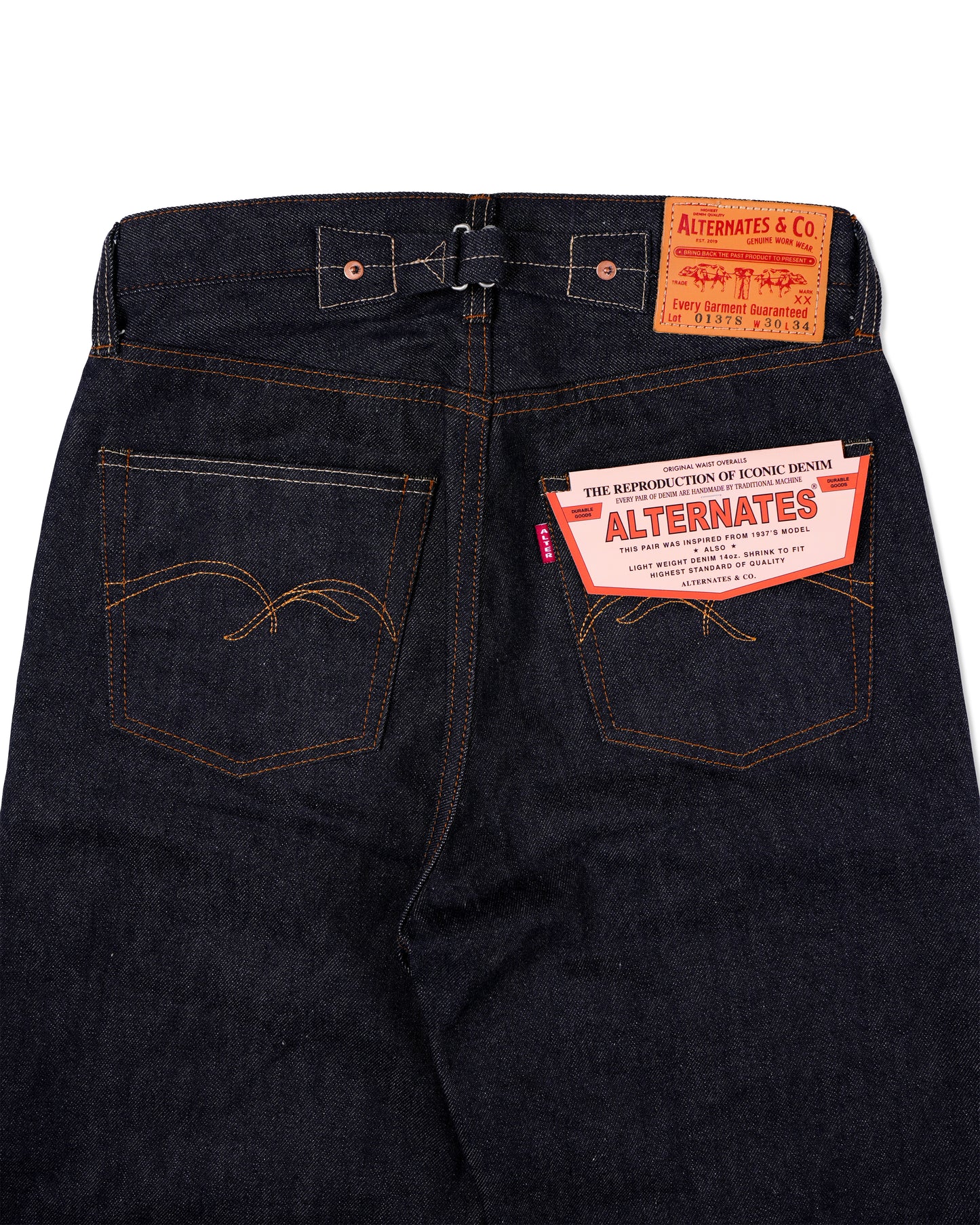 Alternates & Co. Lot.0137S 14oz. High-Waist Denim Wide Pants [ 1937 Model ]