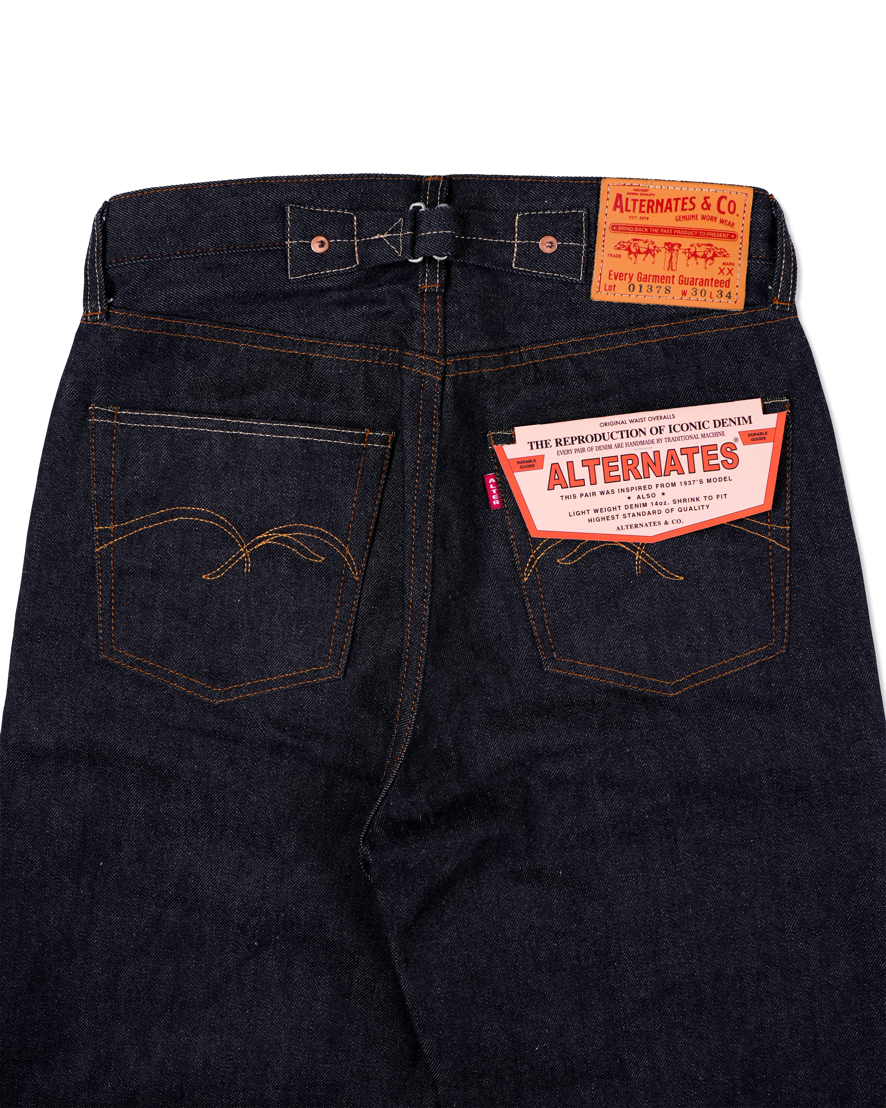 Alternates & Co. Lot.0137S 14oz. High-Waist Denim Wide Pants [ 1937 Model ]