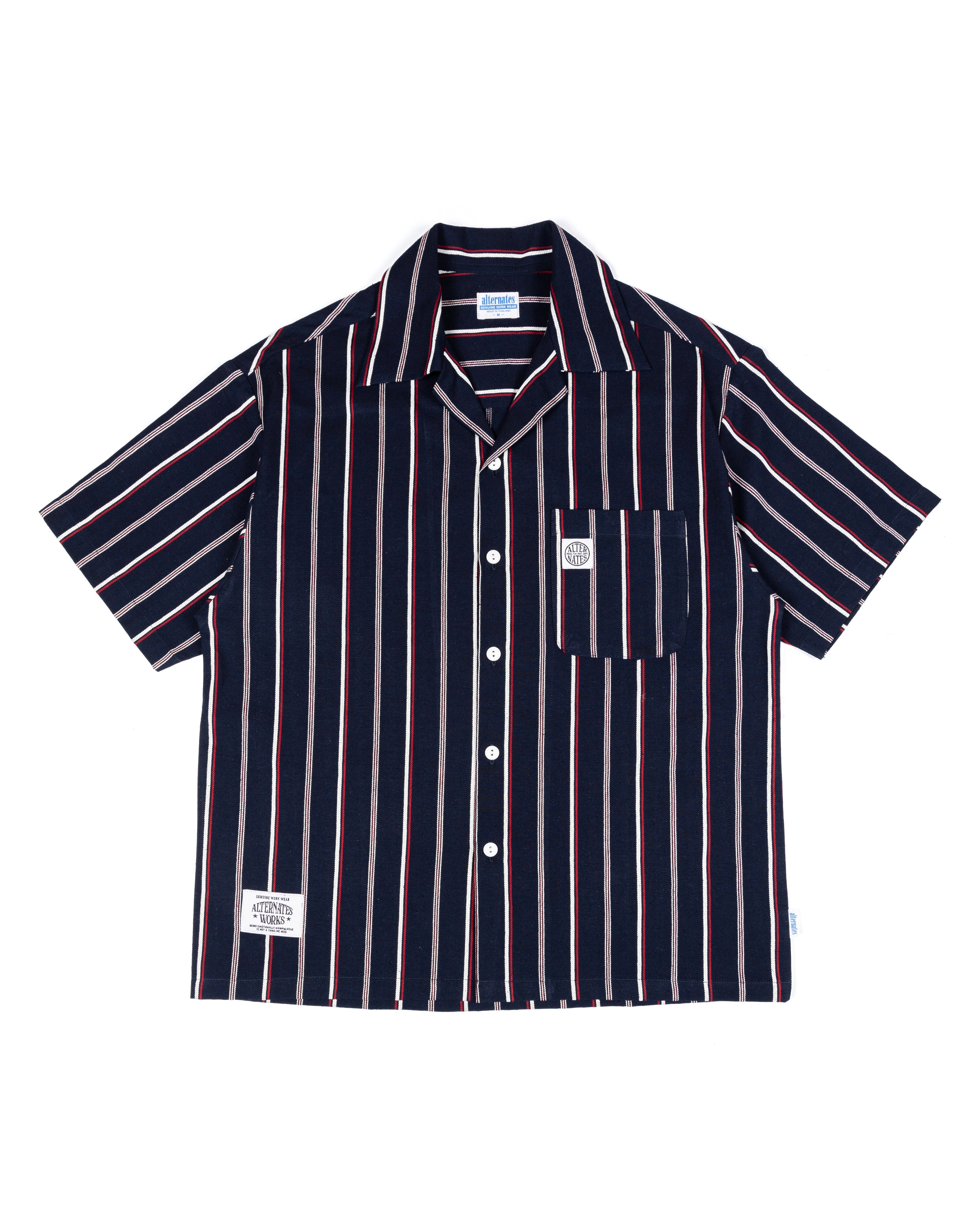 Alternates & Co. Navy Stripe Open Shirt (Yarn Dyed)