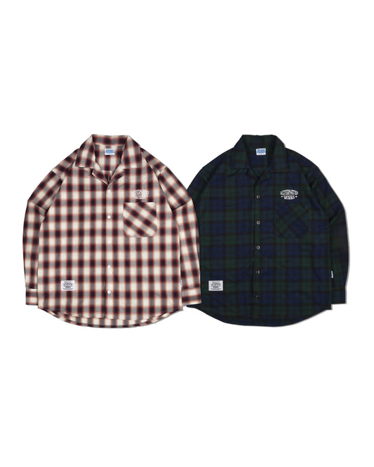 Alternates & Co. Check Open Shirt embroidery logo (Long Sleeve)