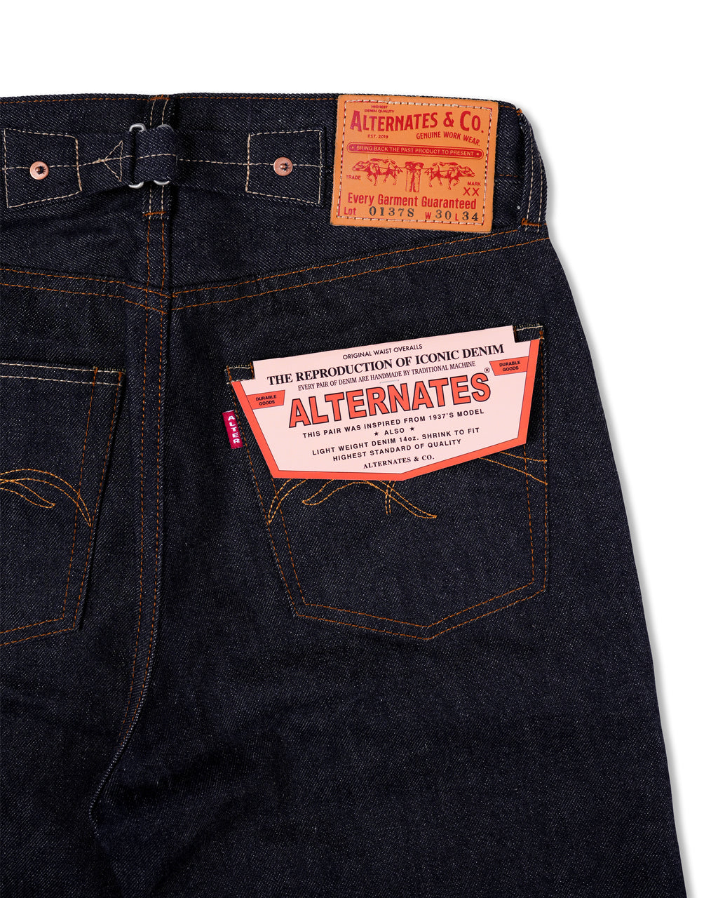 Alternates & Co. Lot.0137S 14oz. High-Waist Denim Wide Pants [ 1937 Model ]