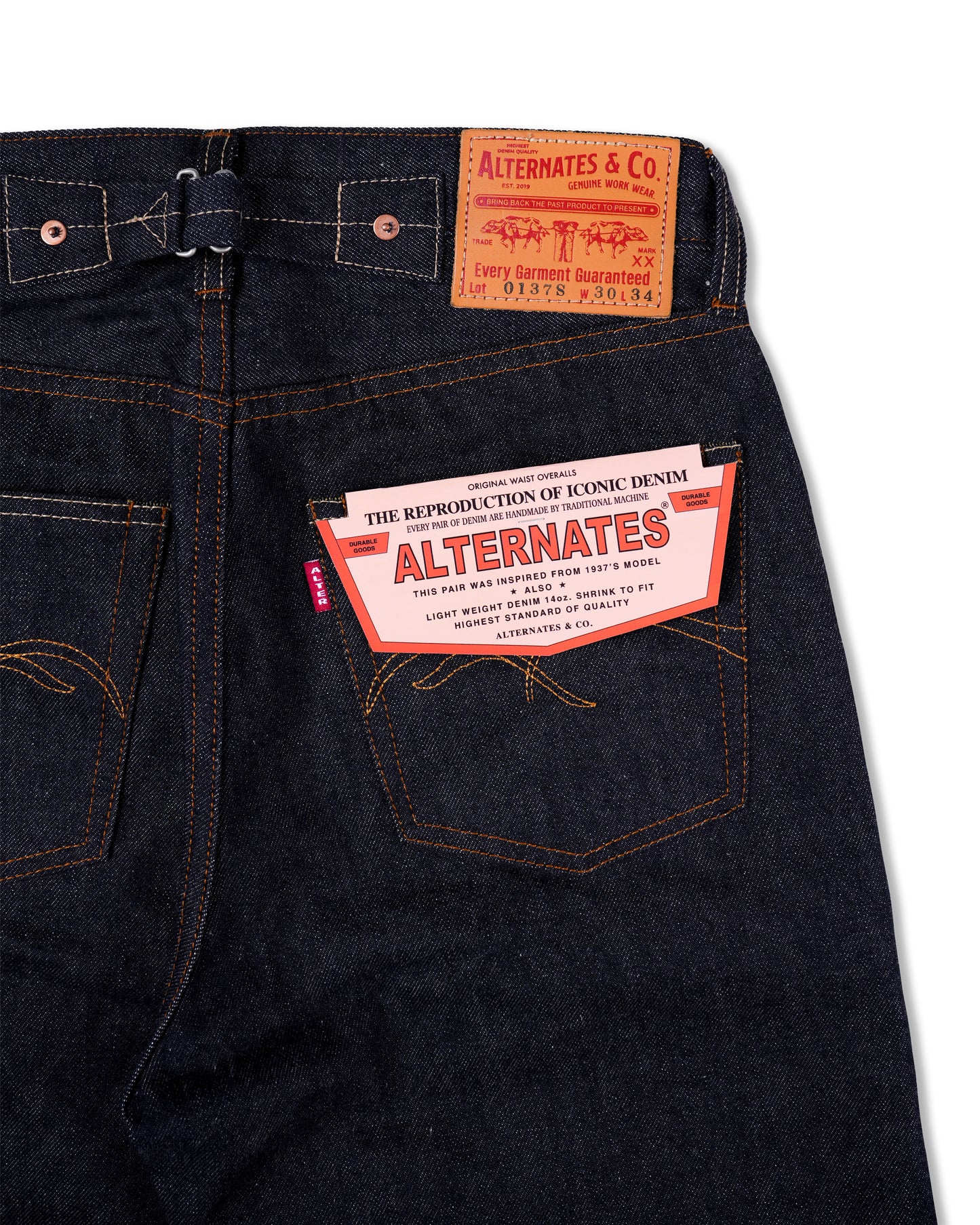 Alternates & Co. Lot.0137S 14oz. High-Waist Denim Wide Pants [ 1937 Model ]