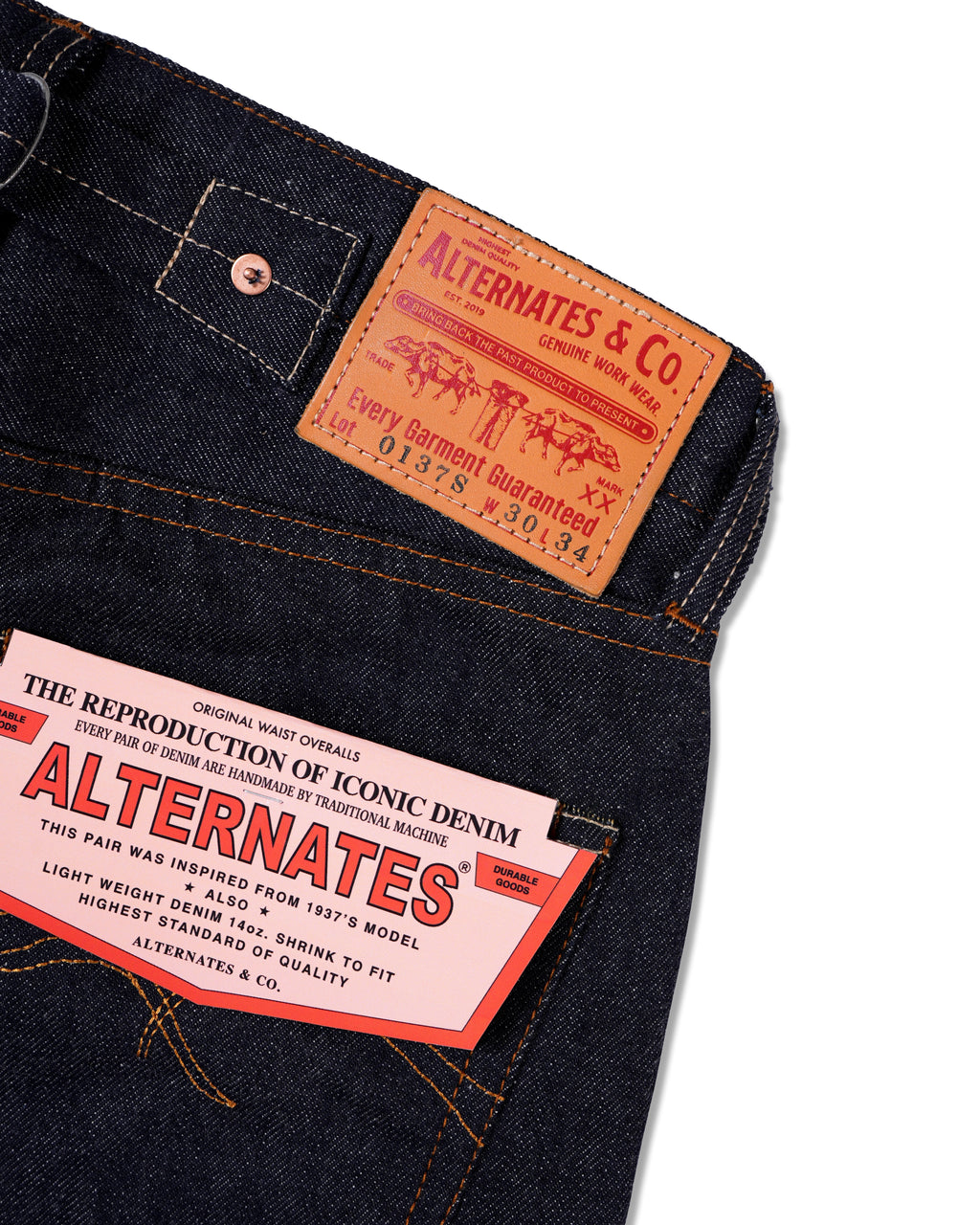 Alternates & Co. Lot.0137S 14oz. High-Waist Denim Wide Pants [ 1937 Model ]