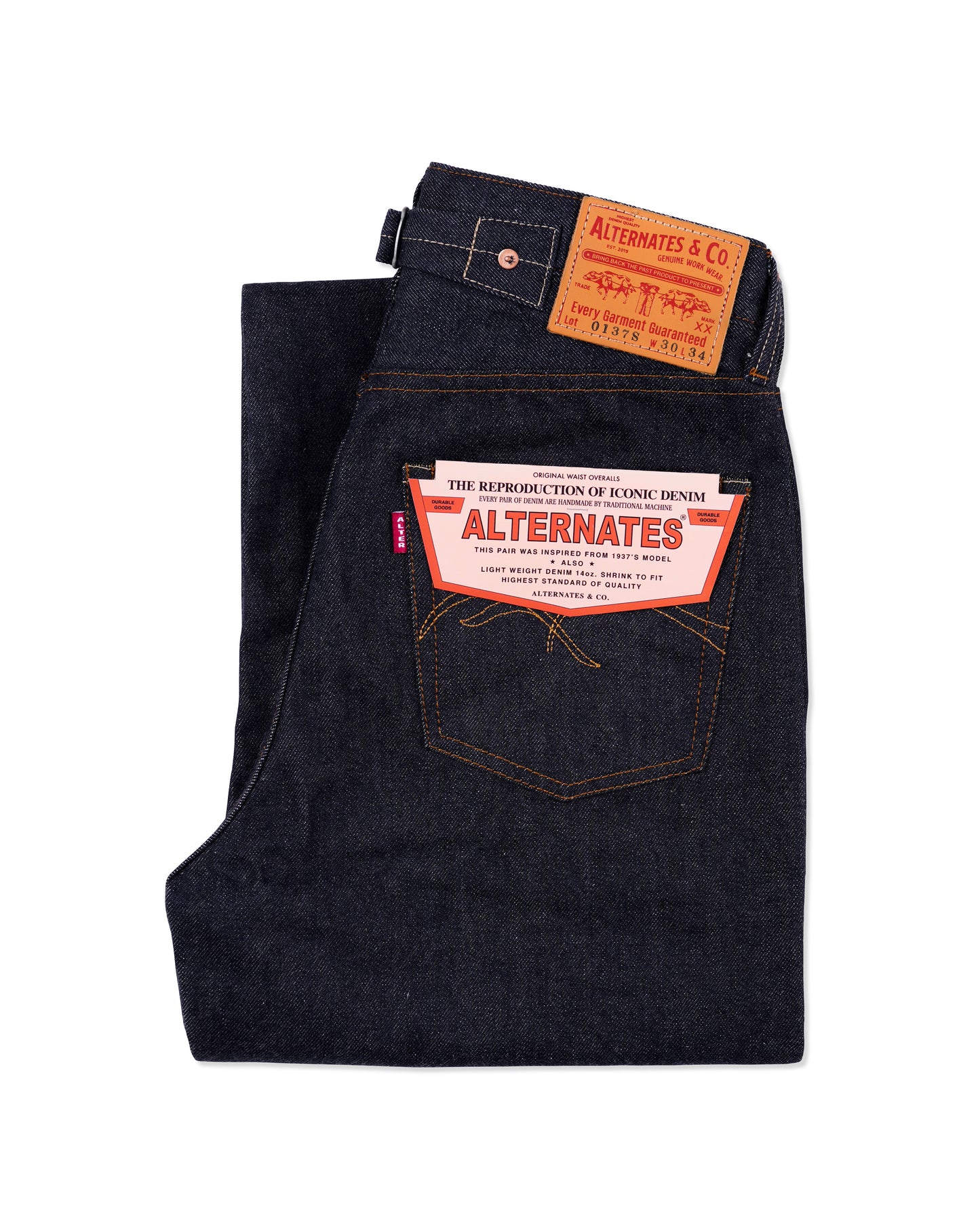 Alternates & Co. Lot.0137S 14oz. High-Waist Denim Wide Pants [ 1937 Model ]