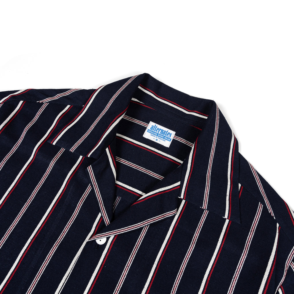 Alternates & Co. Navy Stripe Open Shirt (Yarn Dyed)