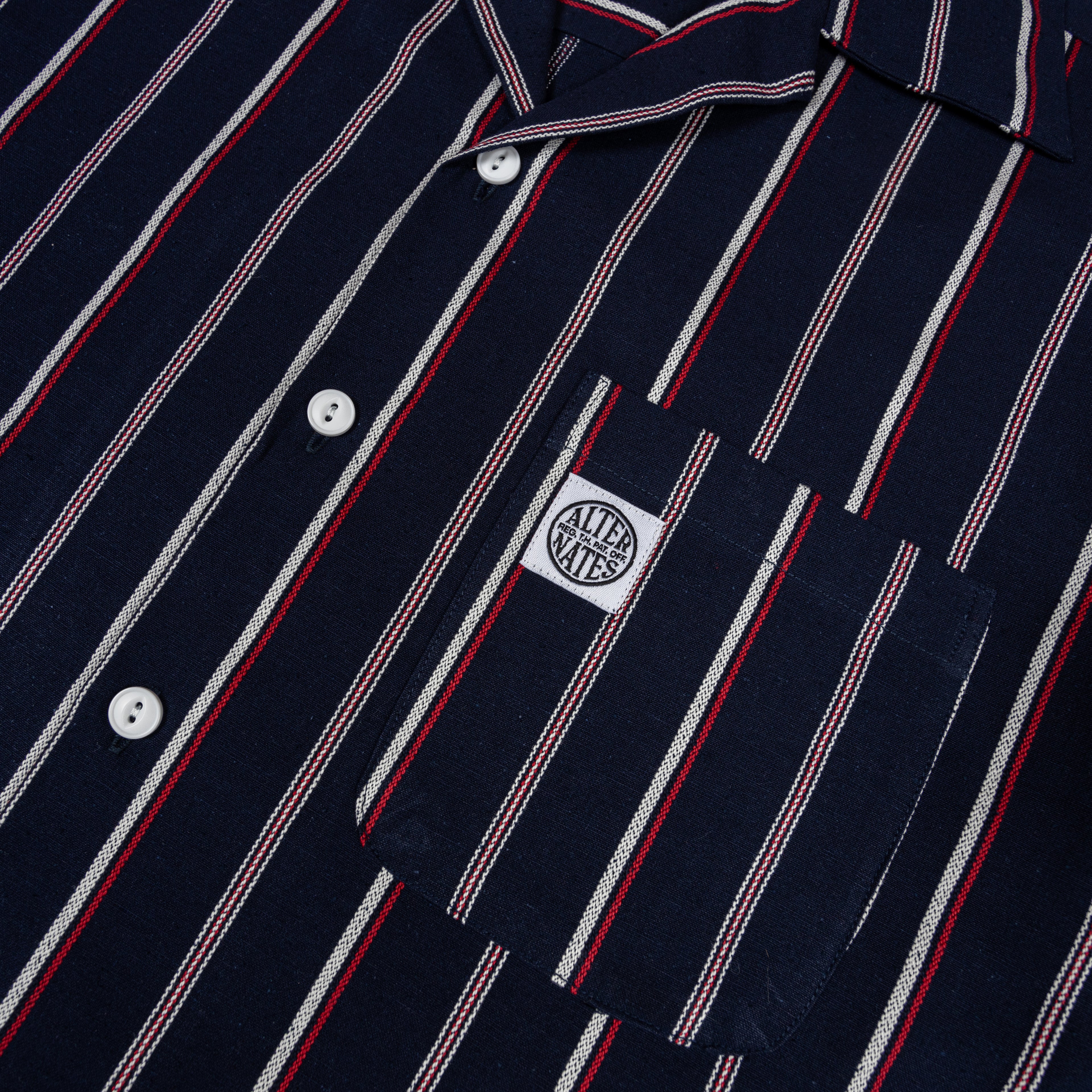 Alternates & Co. Navy Stripe Open Shirt (Yarn Dyed)