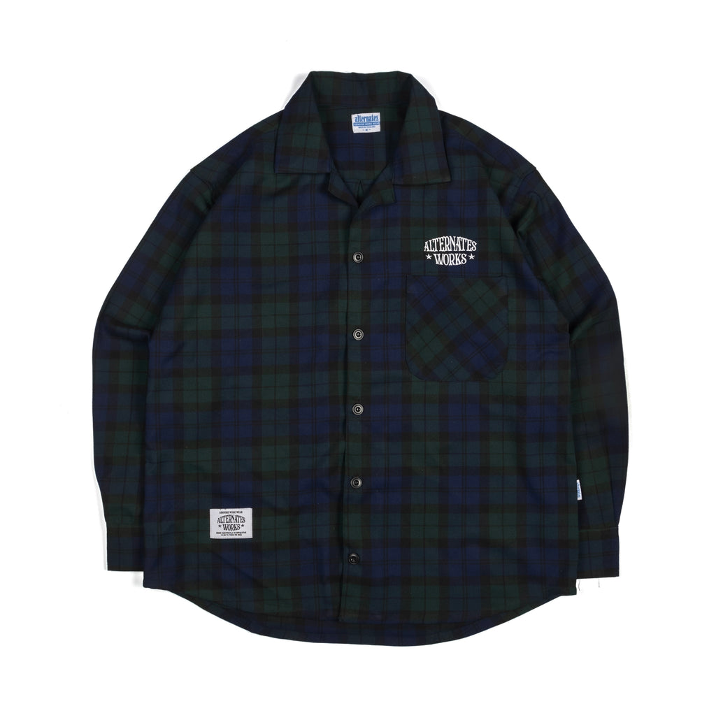 Alternates & Co. Check Open Shirt embroidery logo (Long Sleeve)