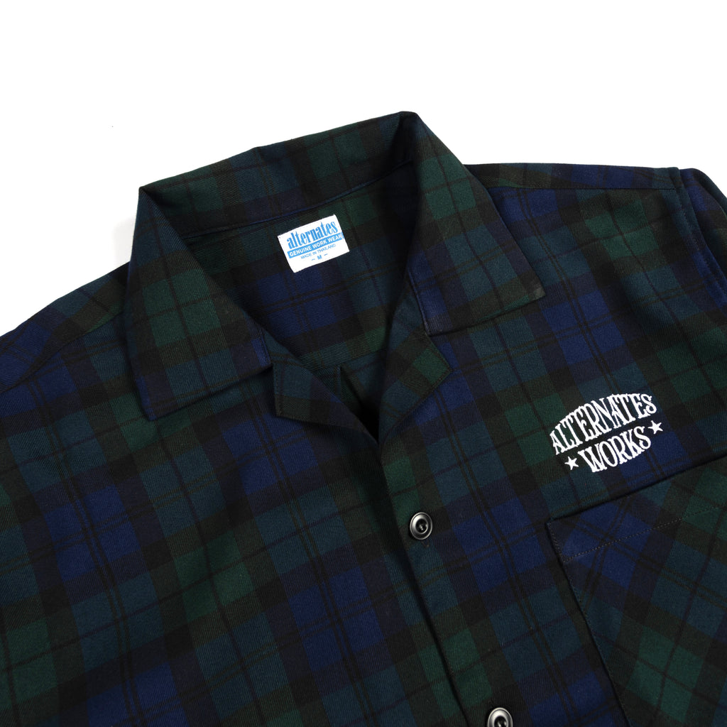 Alternates & Co. Check Open Shirt embroidery logo (Long Sleeve)
