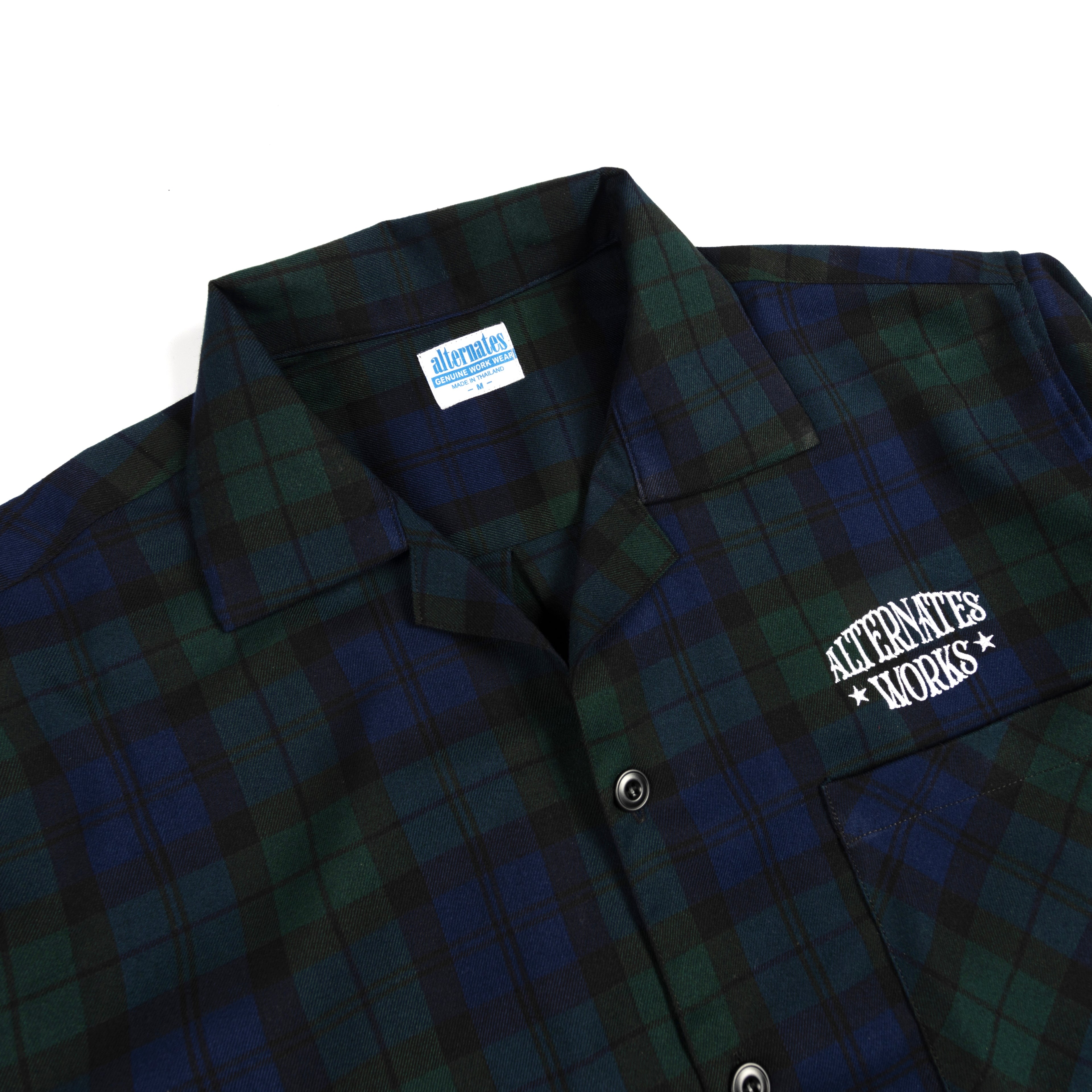 Alternates & Co. Check Open Shirt embroidery logo (Long Sleeve)