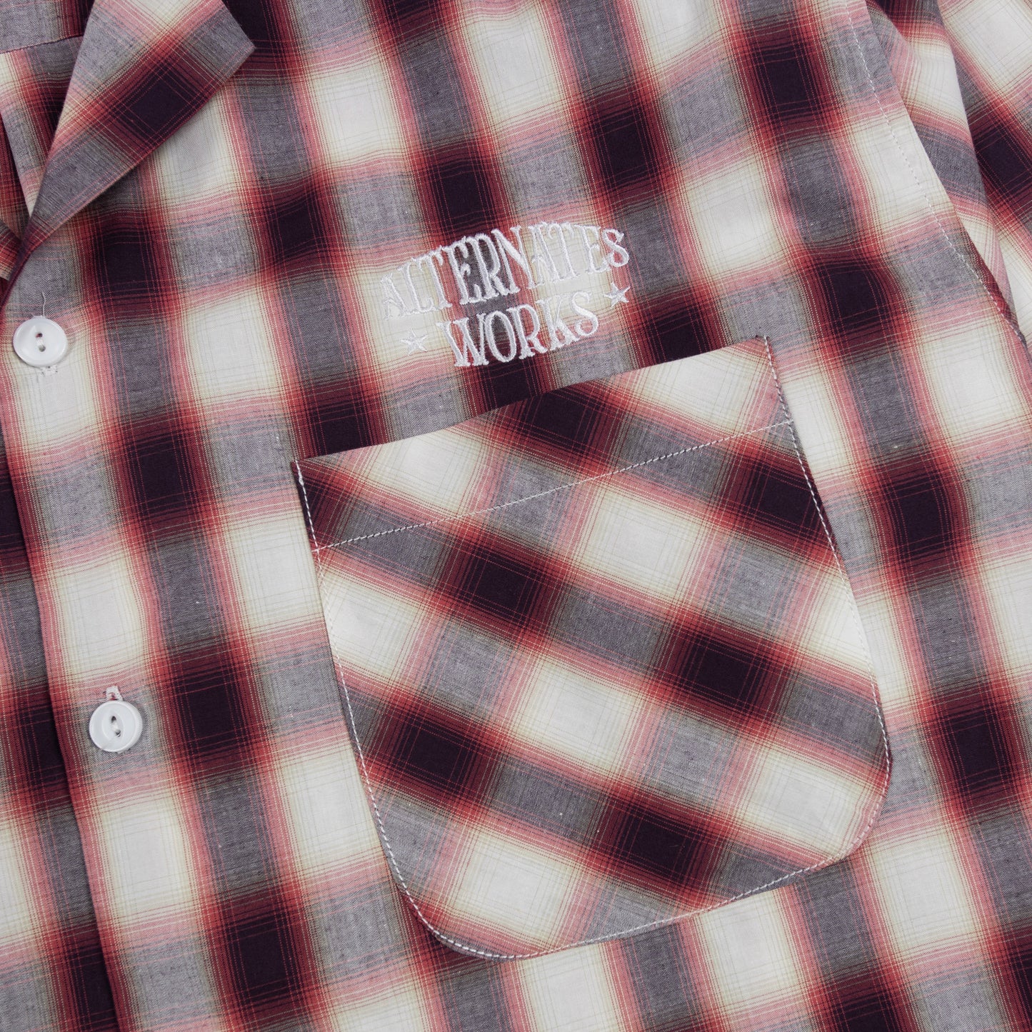 Alternates & Co. Check Open Shirt embroidery logo (Long Sleeve)