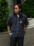 Alternates & Co. Navy Stripe Open Shirt (Yarn Dyed)