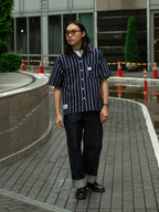 Alternates & Co. Navy Stripe Open Shirt (Yarn Dyed)