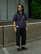 Alternates & Co. Navy Stripe Open Shirt (Yarn Dyed)