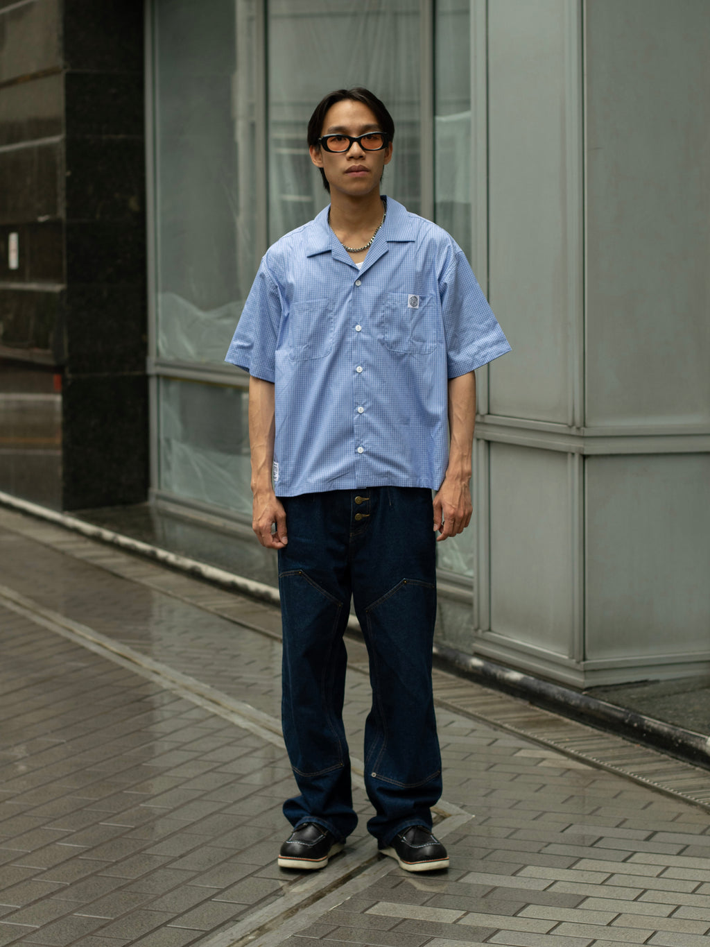 Alternates & Co. Two Pocket Gingham Open Shirt (Boxy Fit)