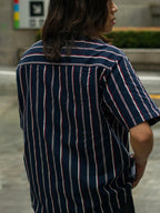 Alternates & Co. Navy Stripe Open Shirt (Yarn Dyed)