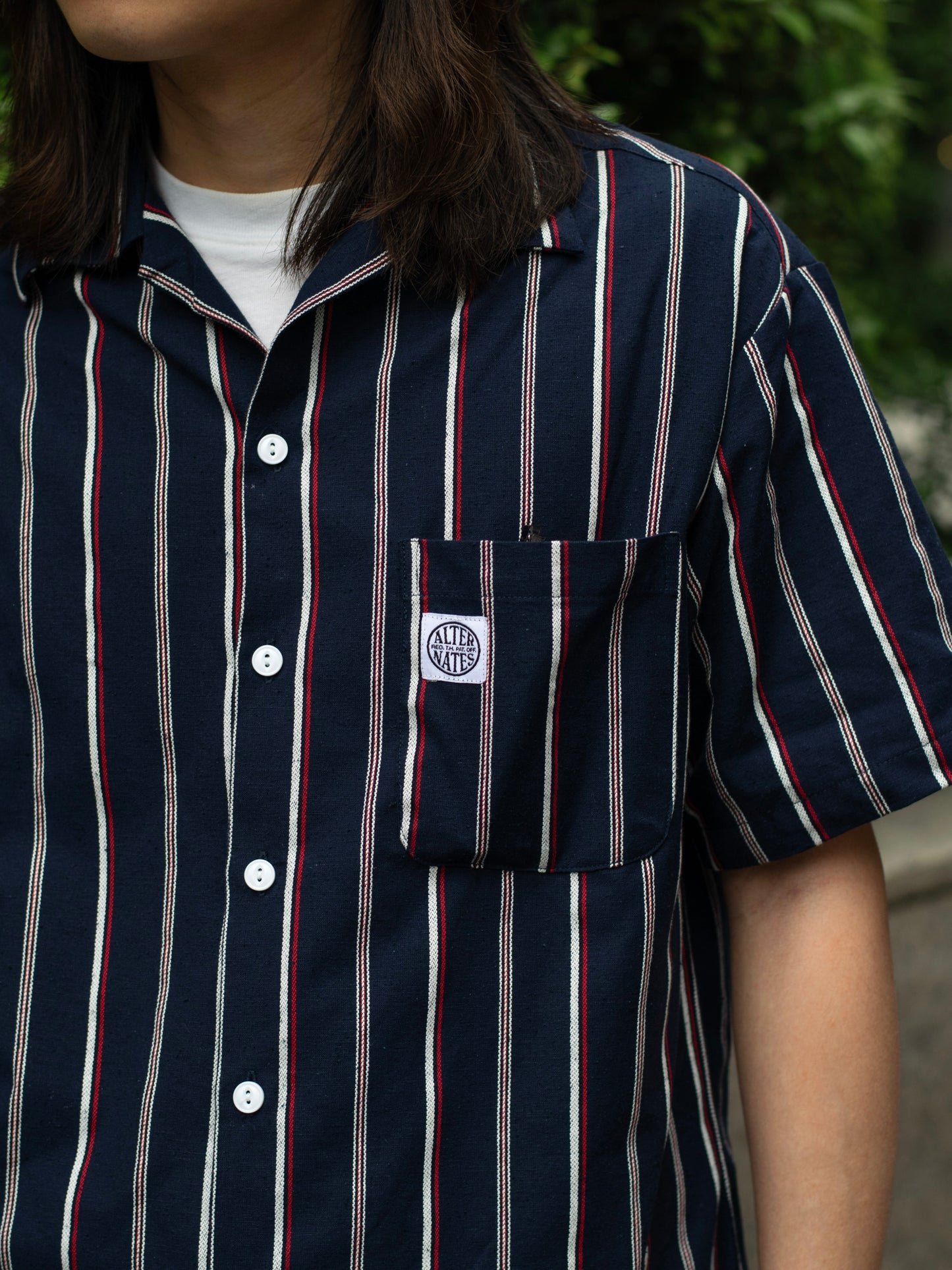 Alternates & Co. Navy Stripe Open Shirt (Yarn Dyed)