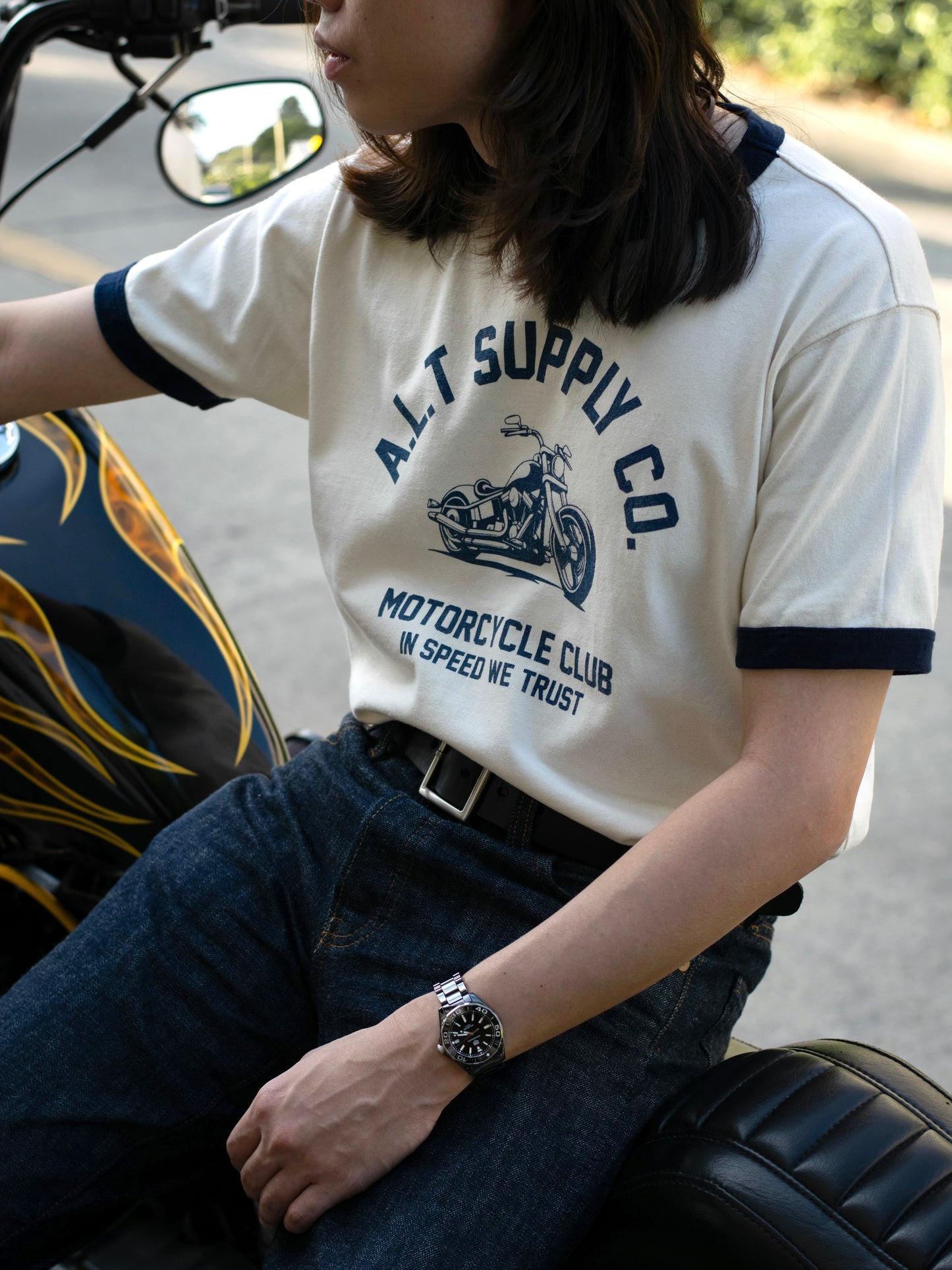 Alternates & Co. Motorcycle Club Ringer Tee (Offwhite) [ Restocked ]