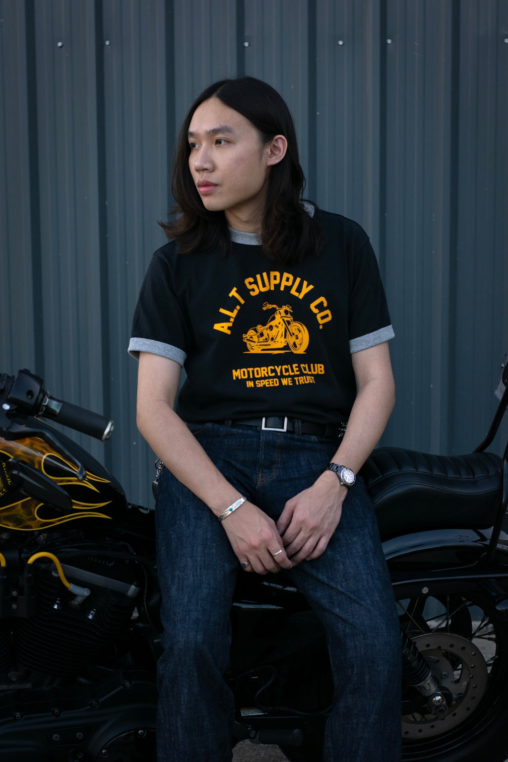 Alternates & Co. Motorcycle Club Ringer Tee (Black)