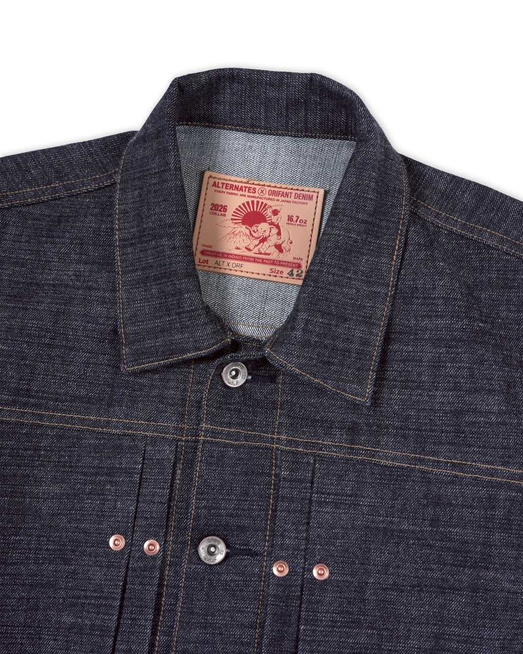 [ Pre-Order ] ALTERNATES X ORIFANT 16.7oz Denim Jacket Horizontal Slubby Cotton