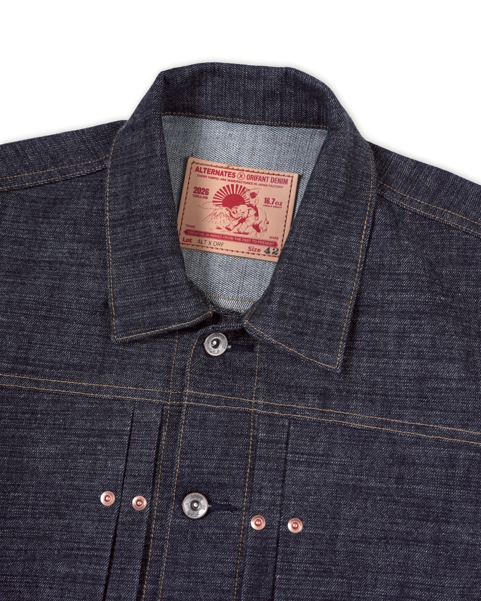 [ Pre-Order ] ALTERNATES X ORIFANT 16.7oz Denim Jacket Horizontal Slubby Cotton