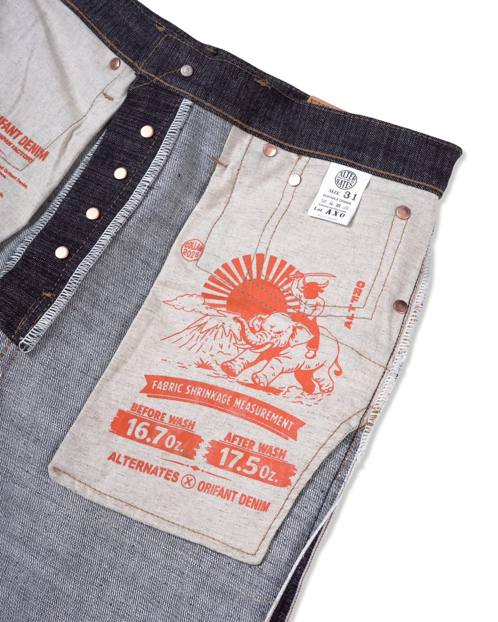 [ Pre-Order ] ALTERNATES X ORIFANT 16.7oz Denim Pants Horizontal Slubby Cotton