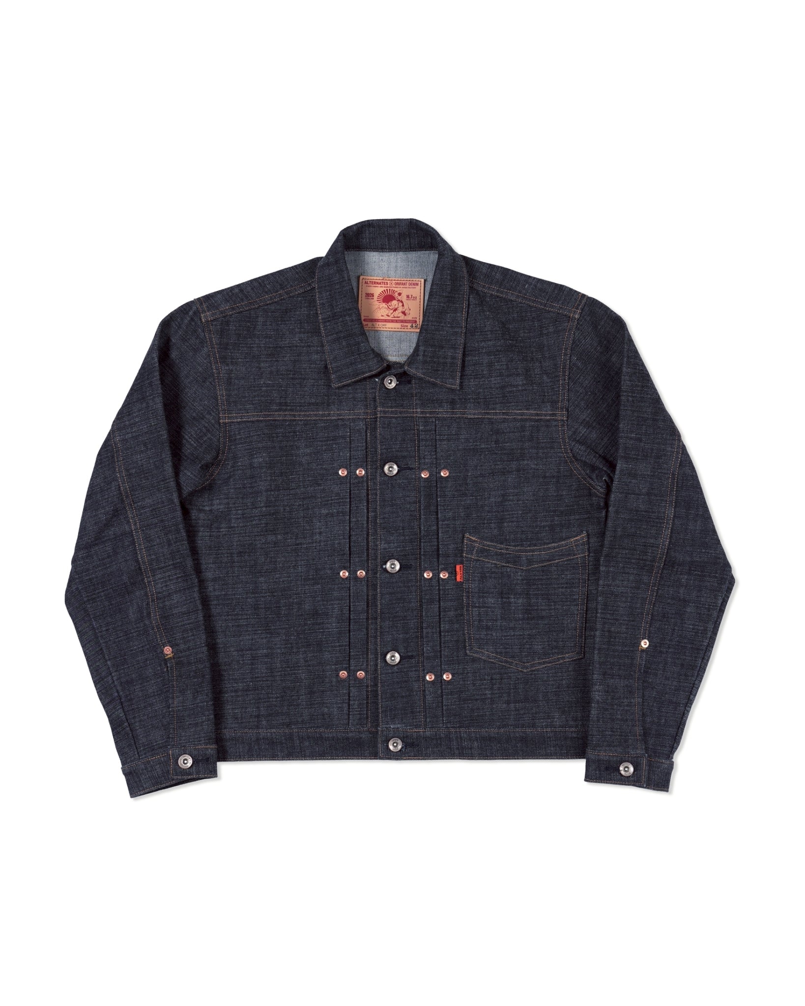 [ Pre-Order ] ALTERNATES X ORIFANT 16.7oz Denim Jacket Horizontal Slubby Cotton