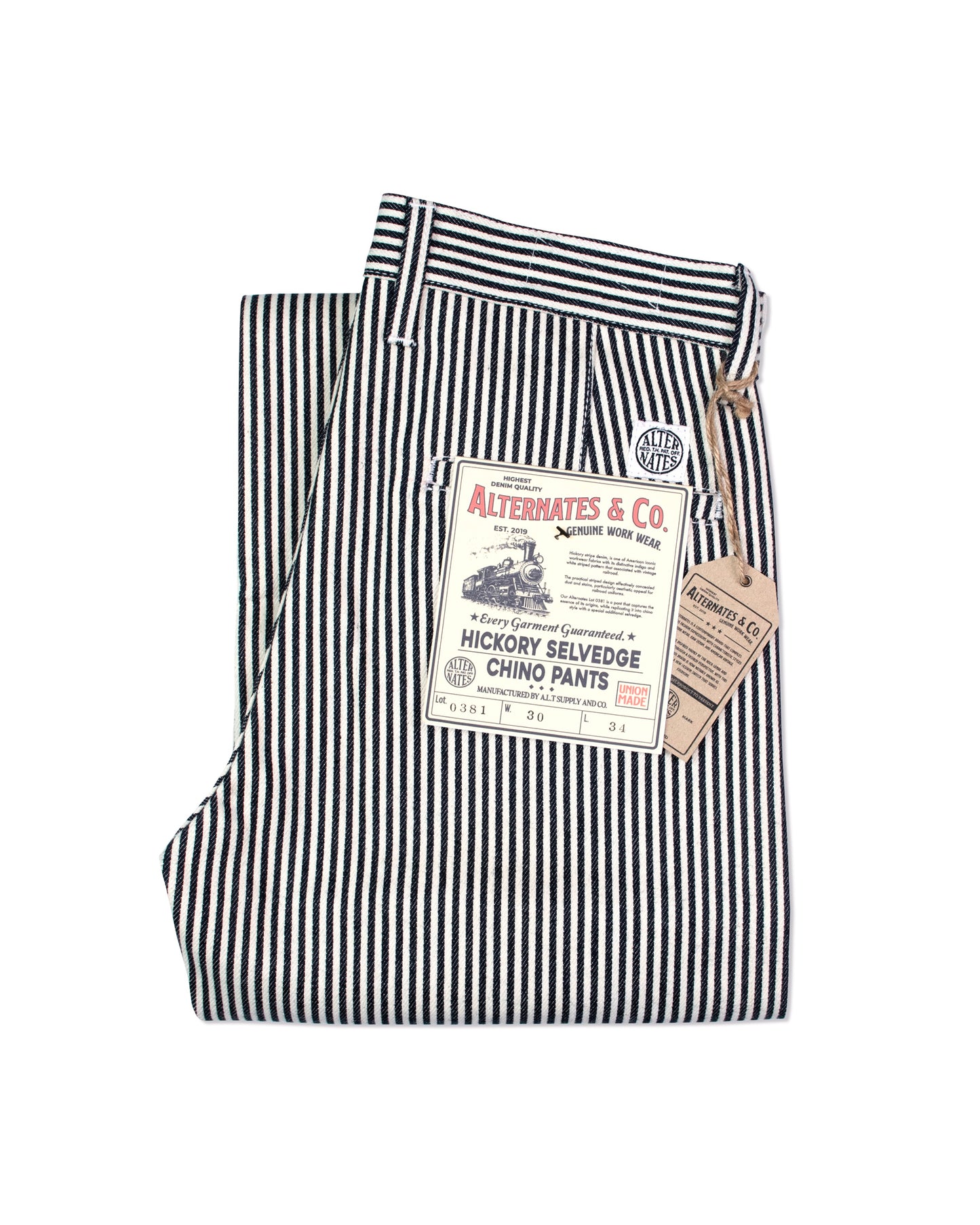 Alternates & Co. Lot.0381 Selvedge Hickory Chino Pants [ Special ]